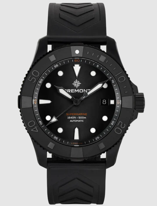Replica Bremont Watch Supermarine Full Ceramic Tactical Black rubber strap